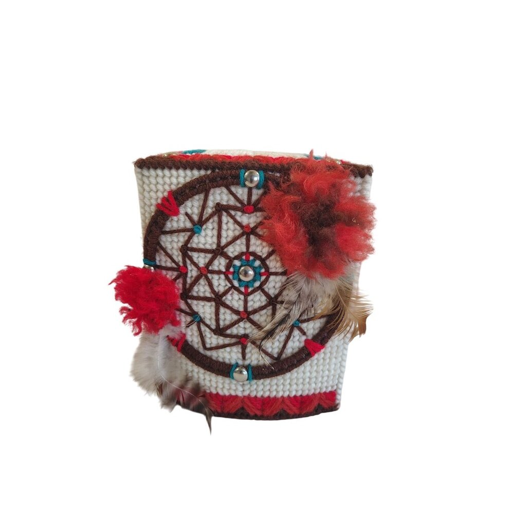 Handmade Southwest Style Needlepoint Tissue Box Cover 6" x 5" Native American